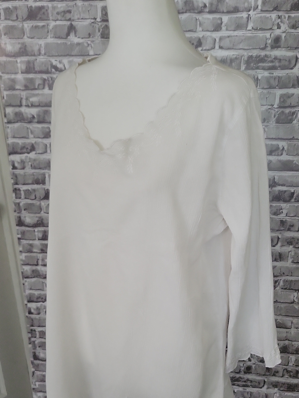 Pacific Cove Long Sleeve White Cotton Tunic Top Size M, Beachy Coastal